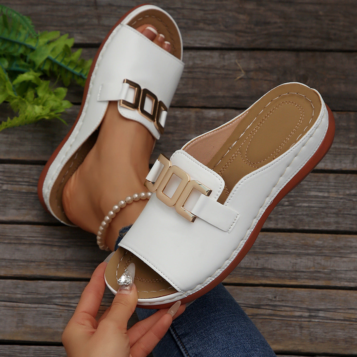 Peep-toed Roman Wedges Sandals - JEXIE