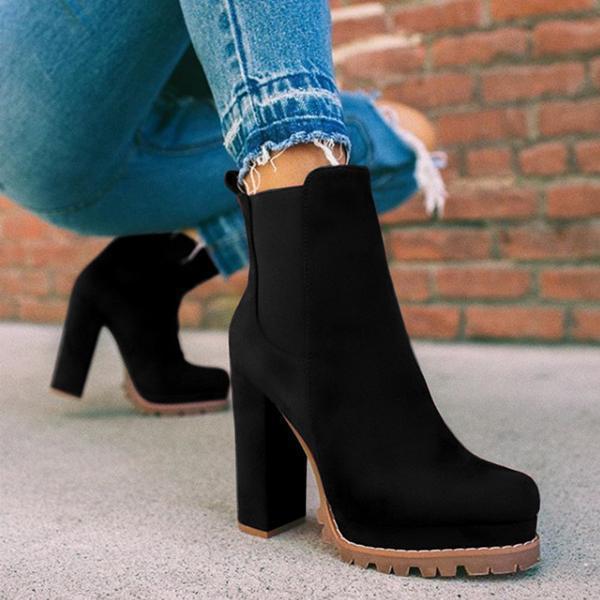 Casual Thick Square High Heel Boots - JEXIE