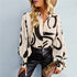 Abstract Prints Lantern Sleeve Shirt - JEXIE