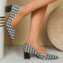 Houndstooth Low-cut Chunky Heel Shoes - JEXIE