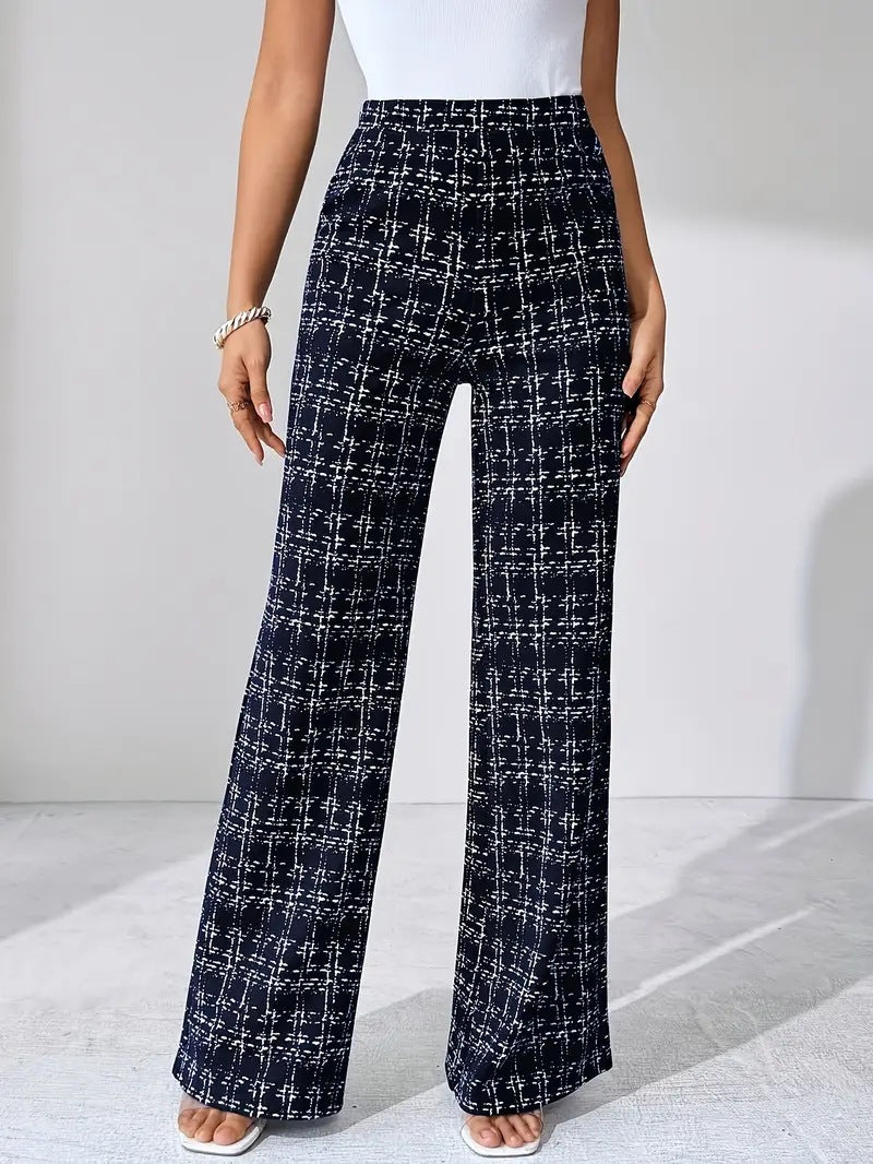 Plaid High Waist Straight Pants