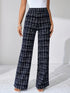 Plaid High Waist Straight Pants