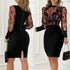Sheer Long Sleeves Bodycon Dress - JEXIE