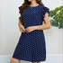 Polka Dot Ruffled Navy Dress - JEXIE