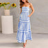 Striped Printed Spaghetti Straps Dress - JEXIE