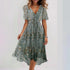 Chiffon Printed Short Sleeve Dress - JEXIE