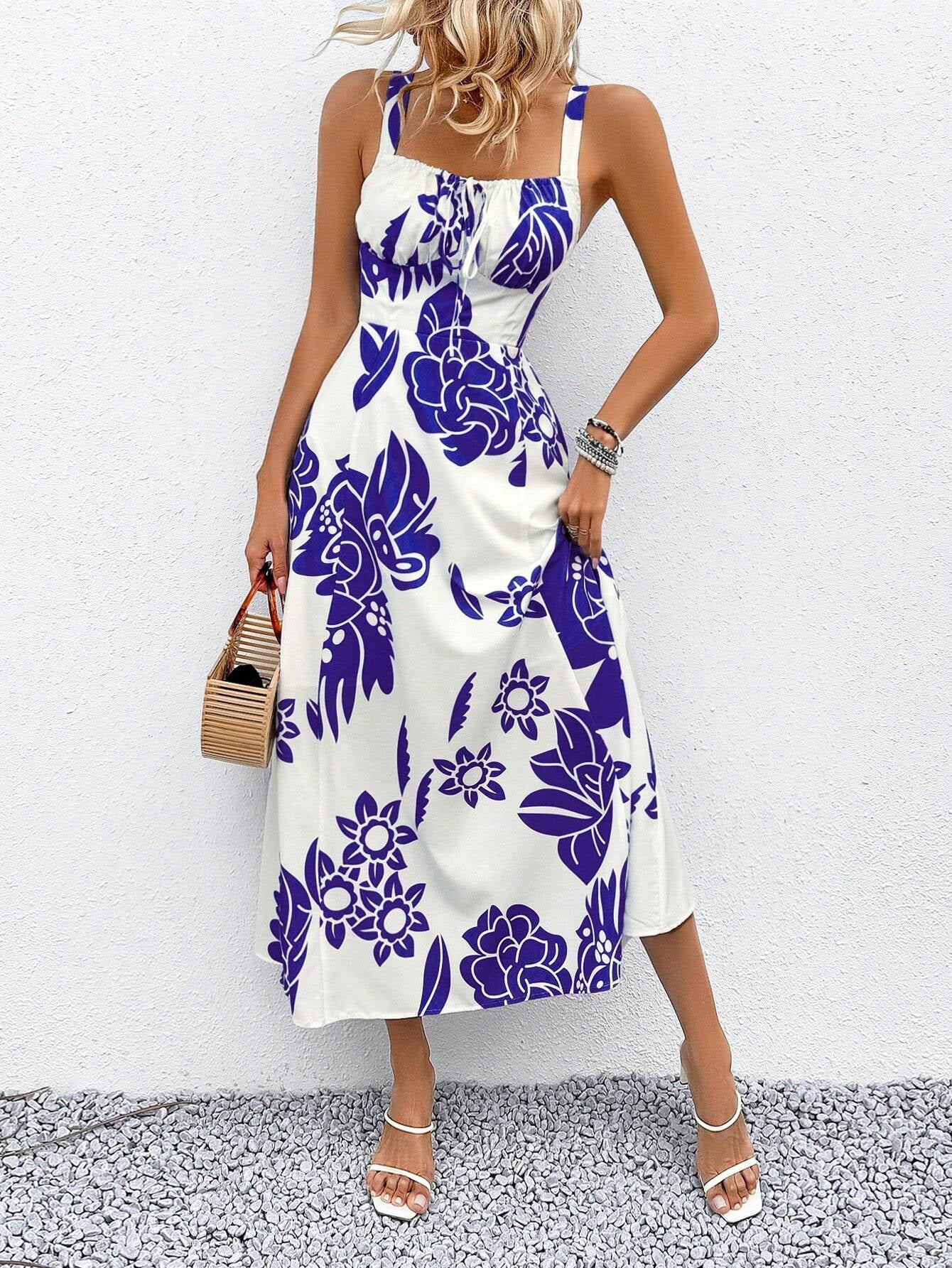 Color Floral Pattern White Dress