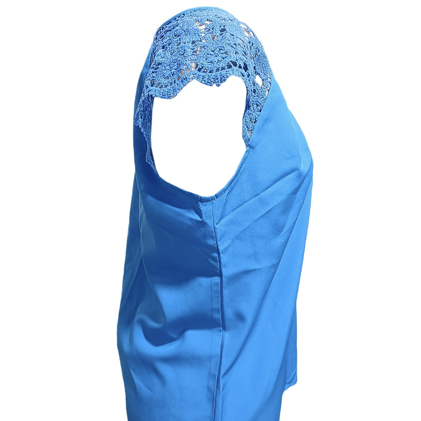 Lace Sleeves Pullover Blue Blouse - JEXIE