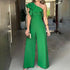 One Shoulder Ruffle Dressy Jumpsuits - JEXIE