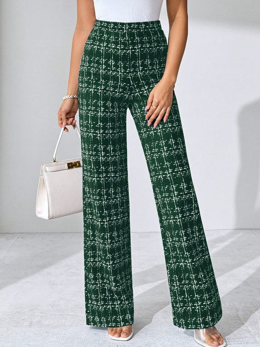 Plaid High Waist Straight Pants