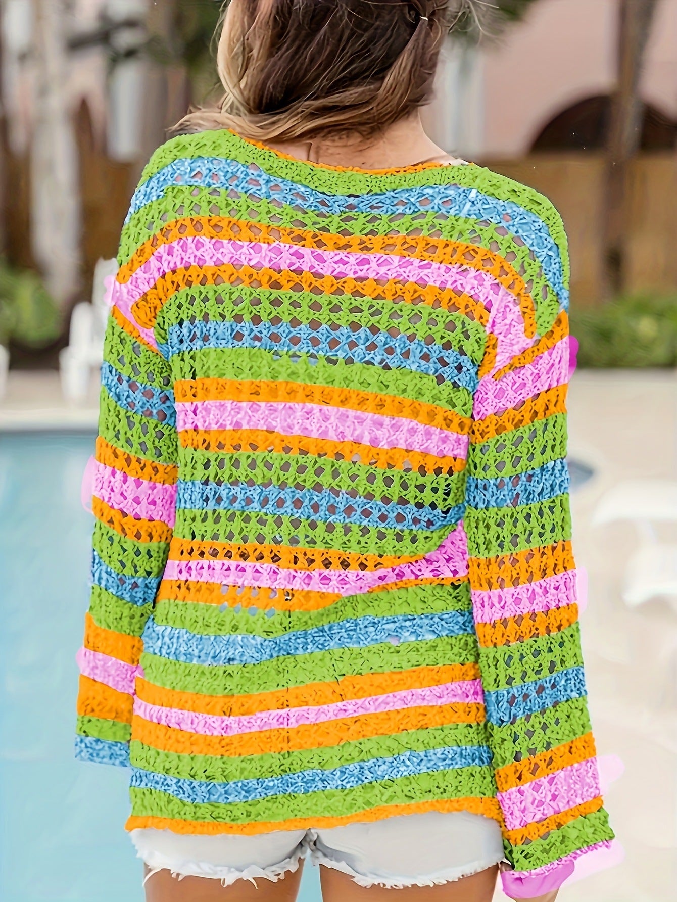 Color Stripes Boho Net Top