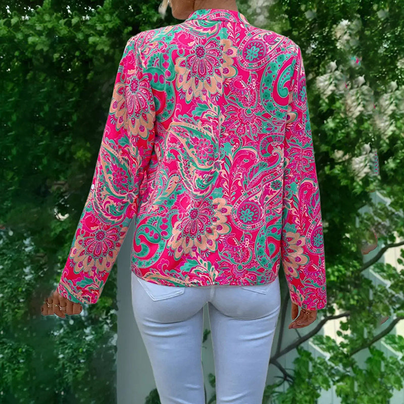 Colorful Paisley Pattern Blouse - JEXIE