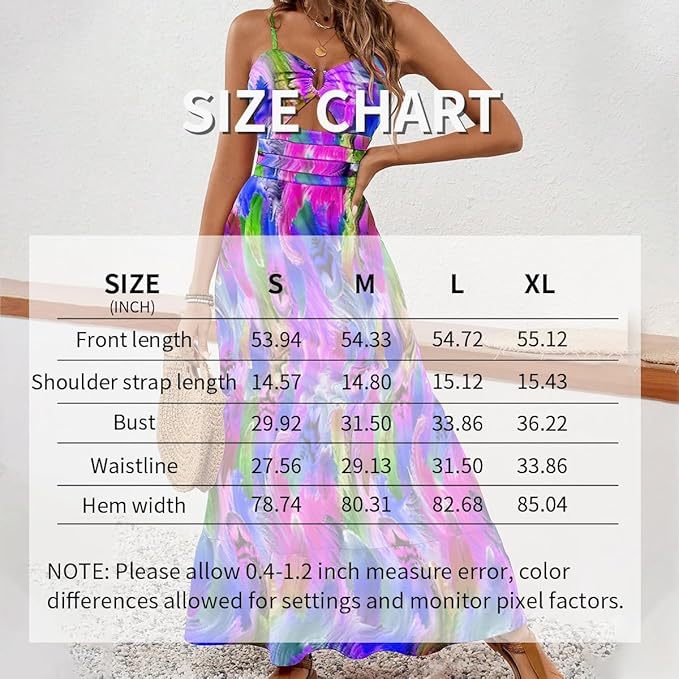 Boho Maxi Dress Colorful Sundress - JEXIE