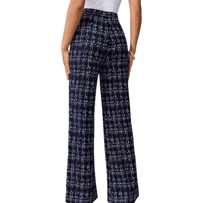 Plaid High Waist Straight Pants