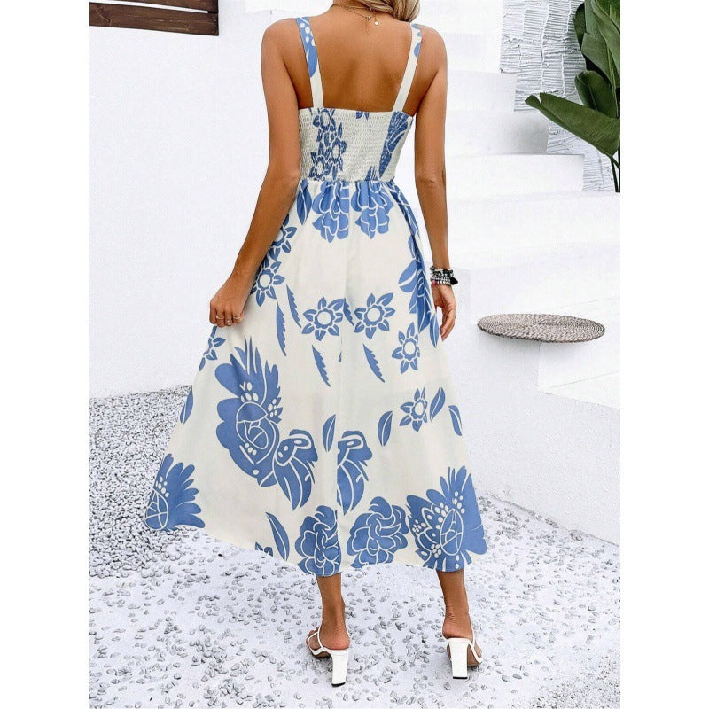 Color Floral Pattern White Dress