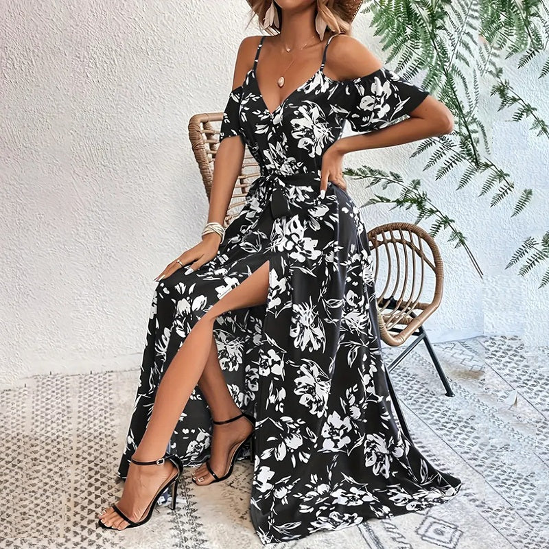 Cold Shoulder Floral Dress - JEXIE