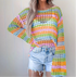 Color Stripes Boho Net Top