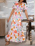 Flowered Colorful Batwing Dress - JEXIE