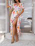 Flowered Colorful Batwing Dress - JEXIE