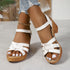 Plus Size Roman Women's Peep Toe Chunky Heel Buckle High Heel Sandals - JEXIE