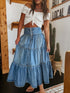 A-Line Layered Denim Skirt - JEXIE