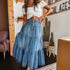 A-Line Layered Denim Skirt - JEXIE