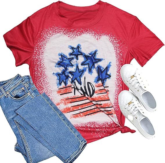 Stars and Stripes Print T-shirt - JEXIE