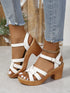 Plus Size Roman Women's Peep Toe Chunky Heel Buckle High Heel Sandals - JEXIE