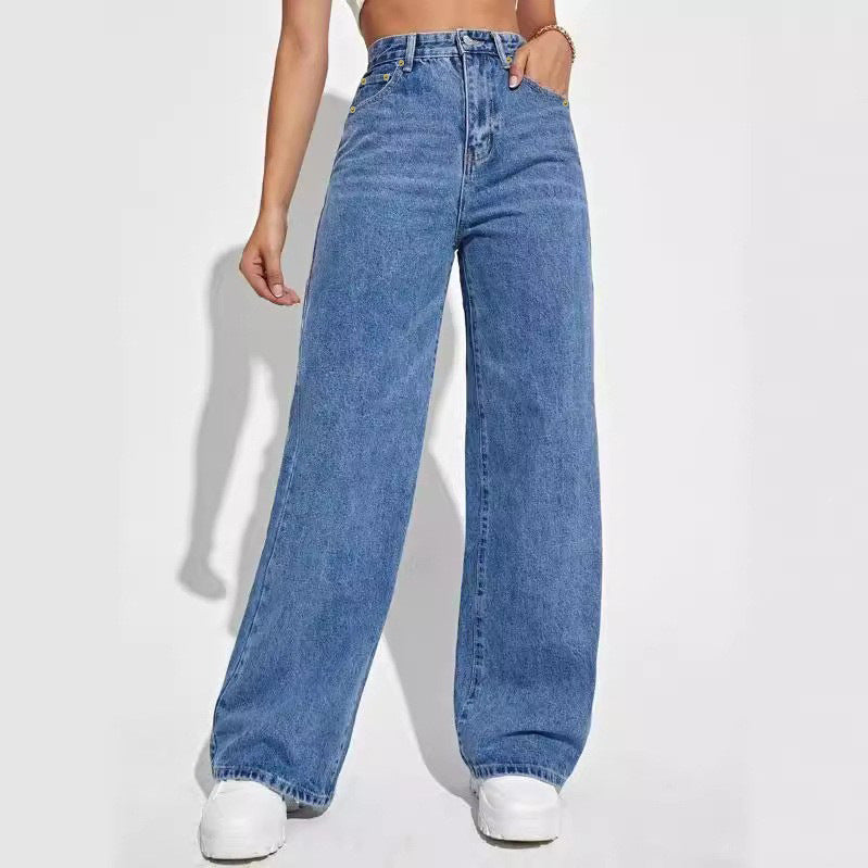 Mid Waist Trousers Casual Jeans - JEXIE