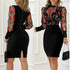 Sheer Long Sleeves Bodycon Dress - JEXIE