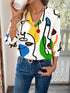Face Line Pattern Colorful Blouse - JEXIE