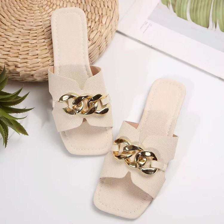Lightweight Chain Casual Flat Slippers - JEXIE