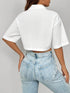 Front Pockets Plain Crop Top Shirt