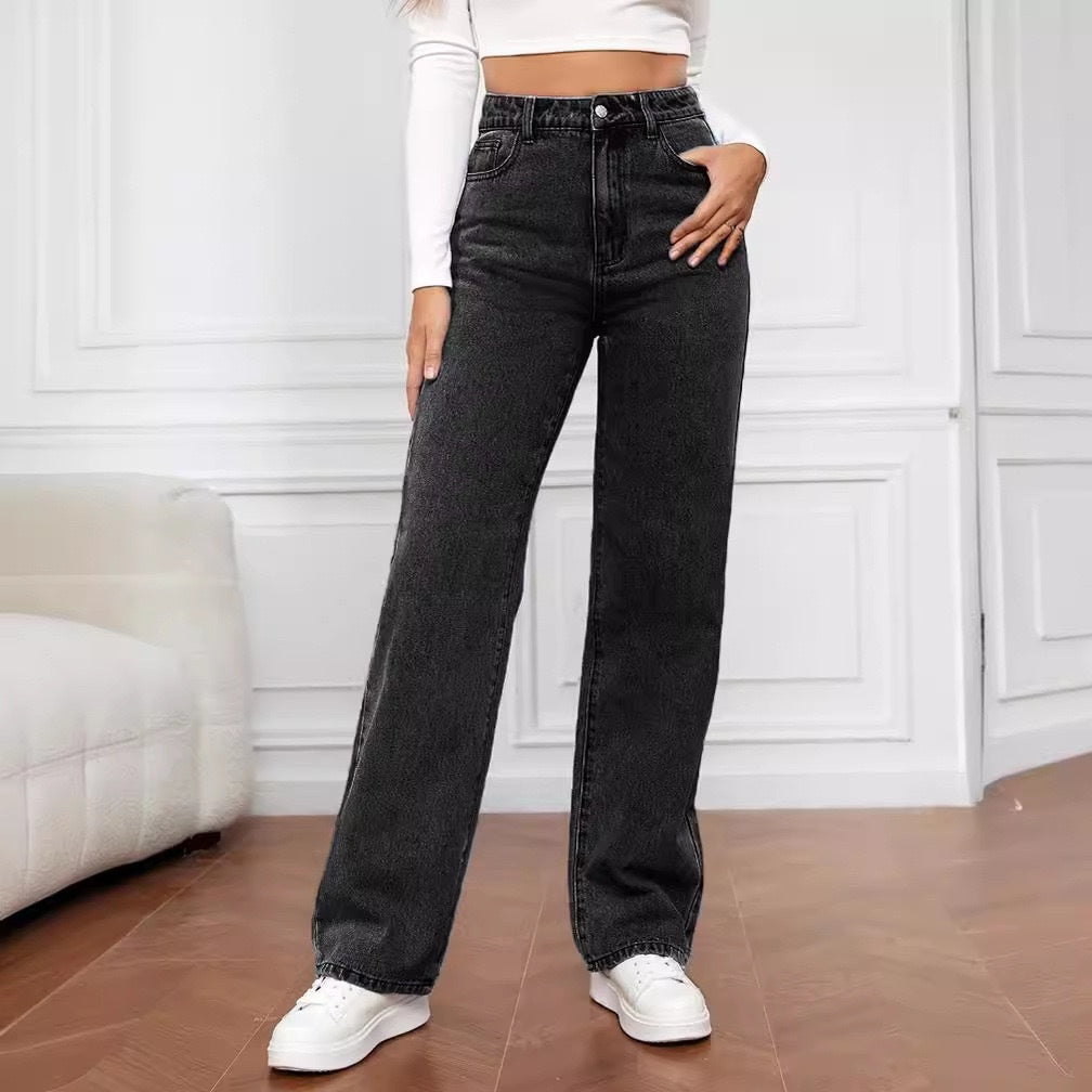 Mid Waist Trousers Casual Jeans - JEXIE