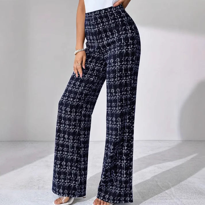 Plaid High Waist Straight Pants