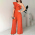 One Shoulder Ruffle Dressy Jumpsuits - JEXIE