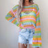 Color Stripes Boho Net Top