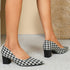 Houndstooth Low-cut Chunky Heel Shoes - JEXIE
