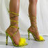 Furry Cross Strap Stiletto Sandals - JEXIE