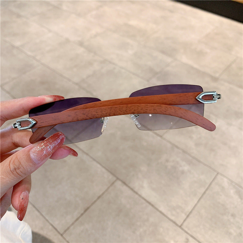 Frameless Wood Grain Leg Sunglasses - JEXIE