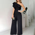 One Shoulder Ruffle Dressy Jumpsuits - JEXIE