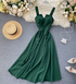 V-neck Retro Solid Dress - JEXIE