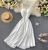 V-neck Retro Solid Dress - JEXIE