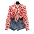 Loose Bow Tie Hearts Shirt - JEXIE