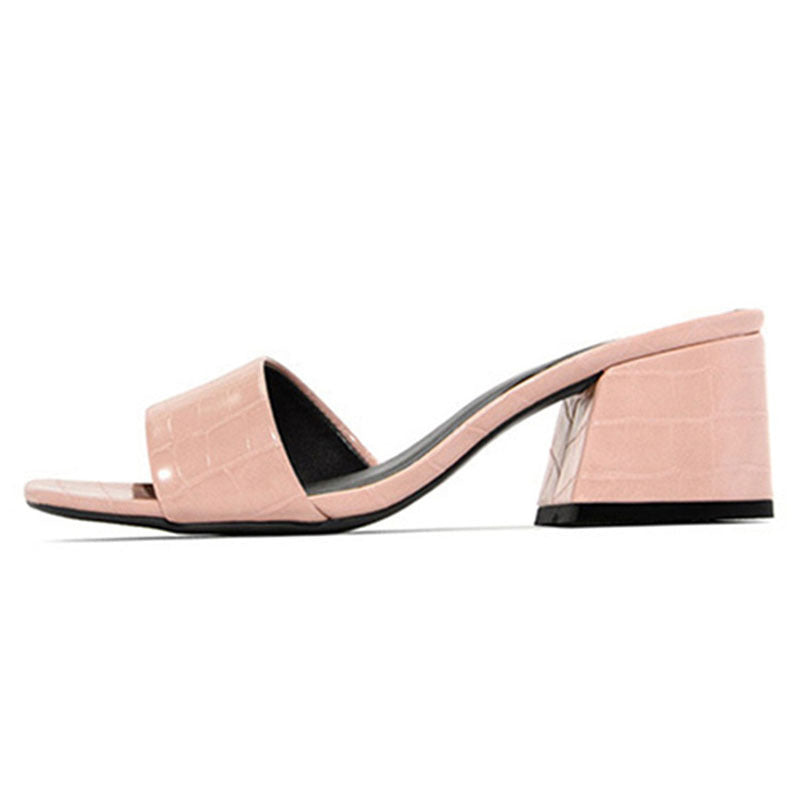 Simple Leather Low Heels Sandals - JEXIE