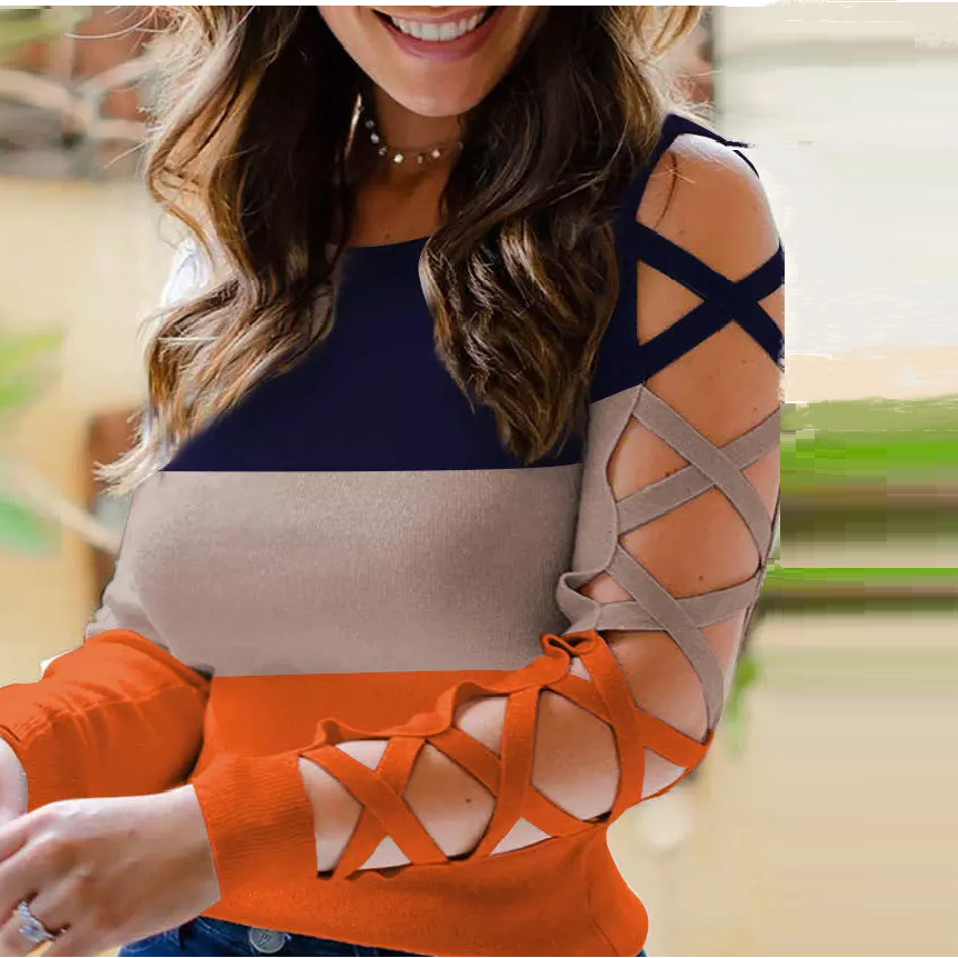 Criss-Cross Long Sleeves Blouse - JEXIE
