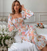 Vintage Square Neck Floral Dress - JEXIE