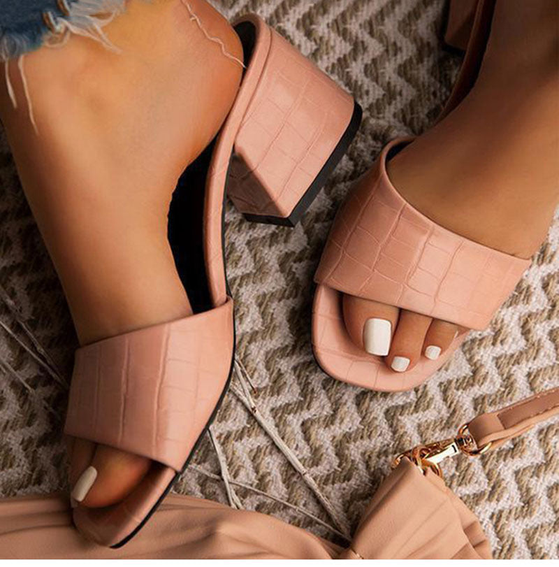 Simple Leather Low Heels Sandals - JEXIE