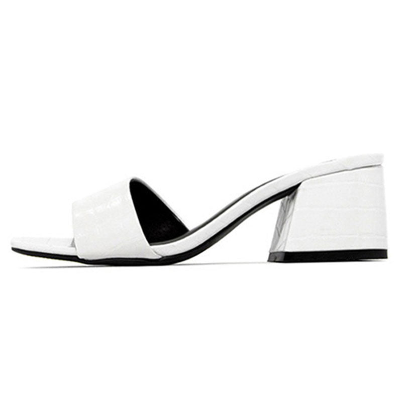 Simple Leather Low Heels Sandals - JEXIE