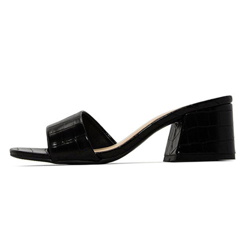 Simple Leather Low Heels Sandals - JEXIE